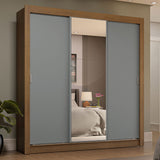 Placard Matrimonial 3 Puertas Corredizas 4 Cajones Blanco/Gris Sublime Plus