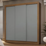 Placard Matrimonial 3 Puertas Corredizas con Espejos 2 Cajones Marrón/Gris Sublime