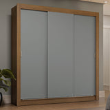 Placard Matrimonial 3 Puertas Corredizas con Espejos 4 Cajones Marrón/Gris Sublime Plus