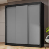 Placard Matrimonial 3 Puertas Corredizas Negro/Gris Nobre