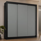Placard Matrimonial 3 Puertas Corredizas 4 Cajones Negro/Gris Sublime Plus