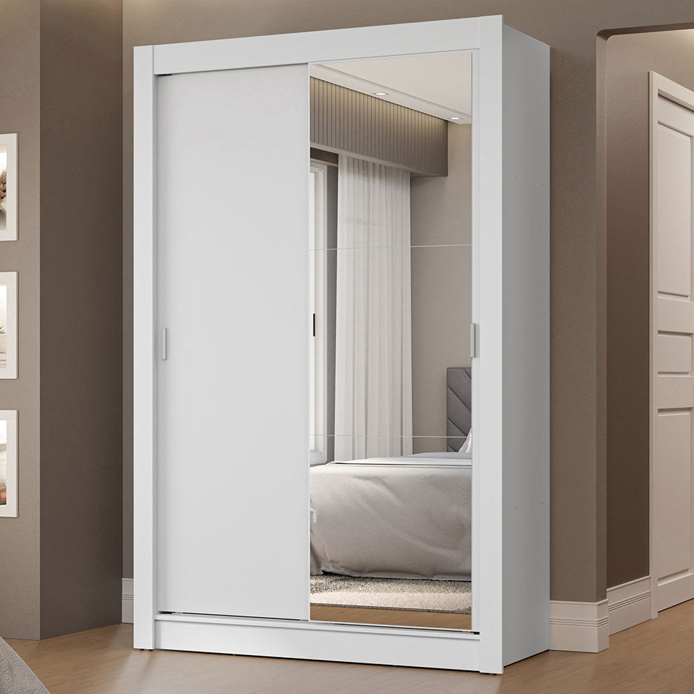 Placard 2 Puertas Corredizas con Espejo 2 Cajones Blanco Vivare