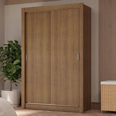Placard Soltero 117 cm 2 Puertas Corredizas 4 Cajones Marrón Vivare Madesa
