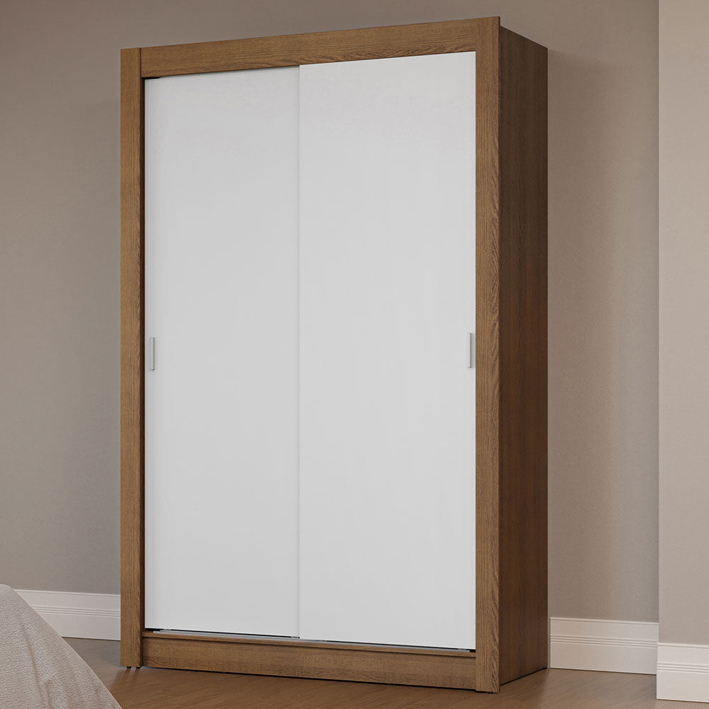 Placard Soltero 2 Puertas Corredizas Marrón/Blanco Milano