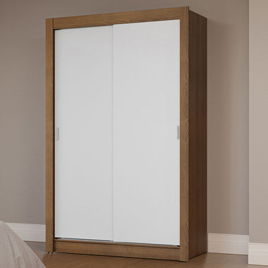 Placard Soltero 117 cm 2 Puertas Corredizas Marrón/Blanco Milano Madesa