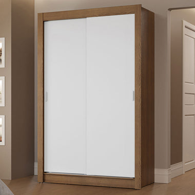 Placard Soltero 117 cm 2 Puertas Corredizas 2 Cajones Marrón/Blanco Vivare Madesa