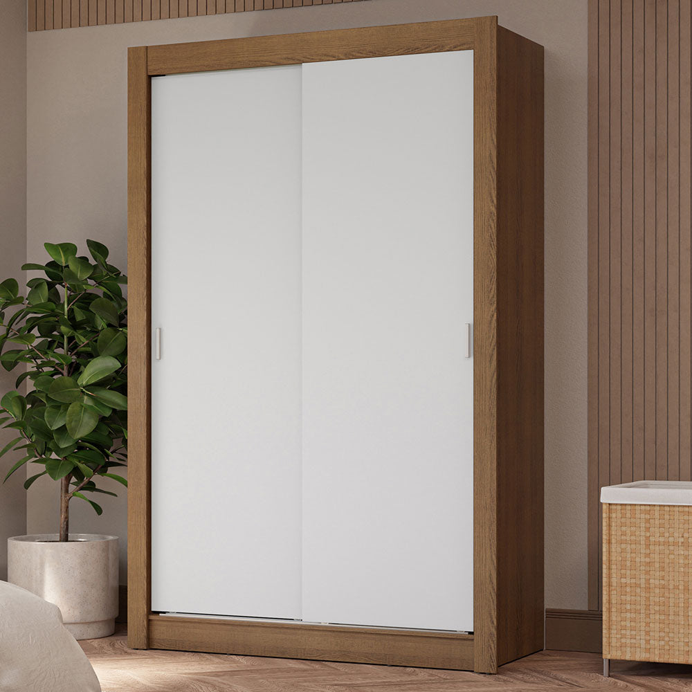 Placard Soltero 2 Puertas Corredizas 4 Cajones Marrón/Blanco Vivare Plus