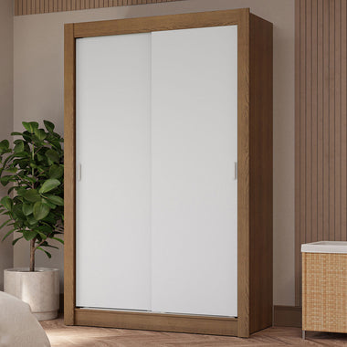 Placard Soltero 117 cm 2 Puertas Corredizas 4 Cajones Marrón/Blanco Vivare Madesa