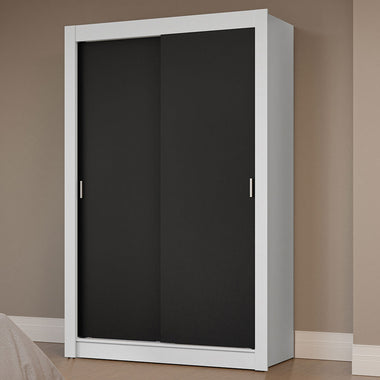 Placard Soltero 117 cm 2 Puertas Corredizas Blanco/Negro Milano Madesa