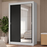 Placard 2 Puertas Corredizas con Espejo 4 Cajones Blanco/Negro Vivare Plus