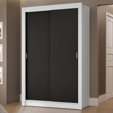Placard Soltero 117 cm 2 Puertas Corredizas 2 Cajones Blanco/Negro Vivare Madesa