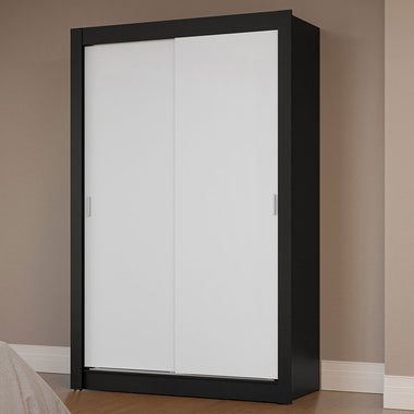 Placard Soltero 117 cm 2 Puertas Corredizas Negro/Blanco Milano Madesa