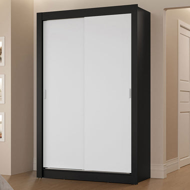 Placard Soltero 117 cm 2 Puertas Corredizas 2 Cajones Negro/Blanco Vivare Madesa