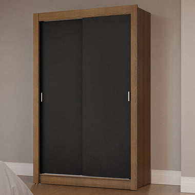 Placard Soltero 117 cm 2 Puertas Corredizas Marrón/Negro Milano Madesa
