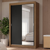 Placard Soltero 2 Puertas Corredizas con Espejo 4 Cajones Marrón/Negro Vivare Plus