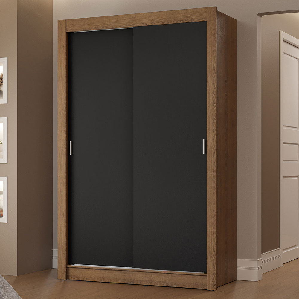 Placard Soltero 2 Puertas Corredizas 2 Cajones Marrón/Negro Vivare