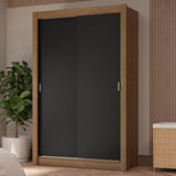 Placard Soltero 2 Puertas Corredizas 4 Cajones Marrón/Negro Vivare Plus