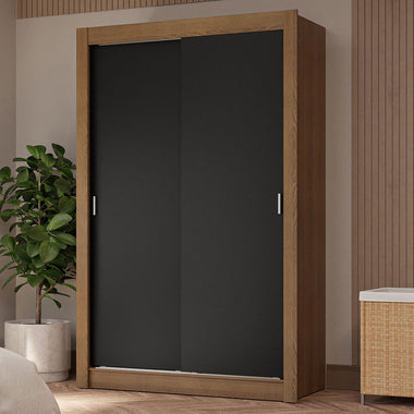 Placard Soltero 117 cm 2 Puertas Corredizas 4 Cajones Marrón/Negro Vivare Madesa