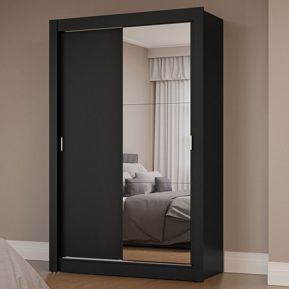 Placard individual 2 Puertas corredizas con Espejo Negro Milano Madesa