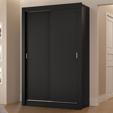 Placard Soltero 117 cm 2 Puertas Corredizas 2 Cajones Negro Vivare Madesa
