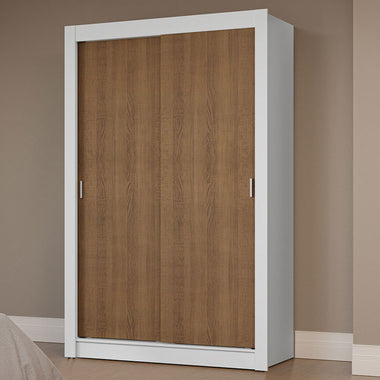 Placard Soltero 117 cm 2 Puertas Corredizas Blanco/Marrón Milano Madesa