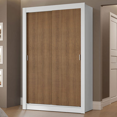 Placard Soltero 117 cm 2 Puertas Corredizas 2 Cajones Blanco/Marrón Vivare Madesa