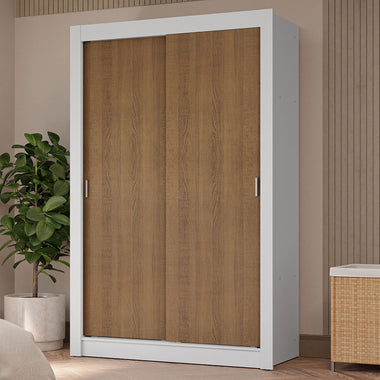 Placard Soltero 117 cm 2 Puertas Corredizas 4 Cajones Blanco/Marrón Vivare Madesa