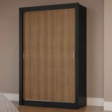 Placard Soltero 117 cm 2 Puertas Corredizas Negro/Marrón Milano Madesa