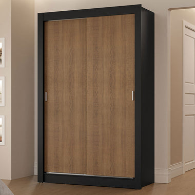 Placard Soltero 117 cm 2 Puertas Corredizas 2 Cajones Negro/Marrón Vivare Madesa