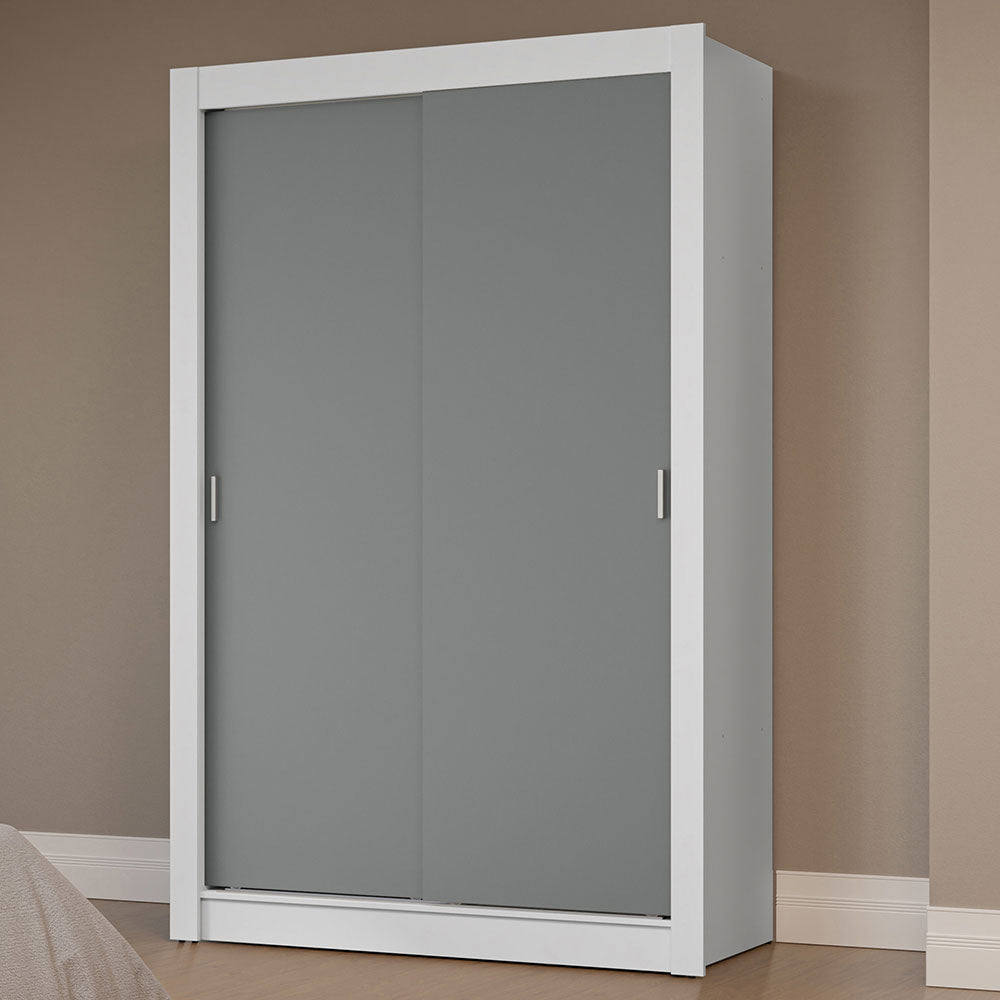 Placard Soltero 2 Puertas Corredizas Blanco/Gris Milano