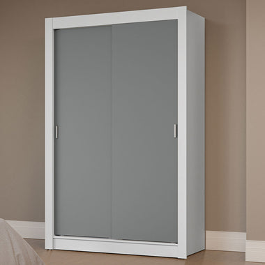 Placard Soltero 117 cm 2 Puertas Corredizas Blanco/Gris Milano Madesa