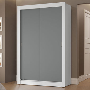 Placard Soltero 117 cm 2 Puertas Corredizas 2 Cajones Blanco/Gris Vivare Madesa