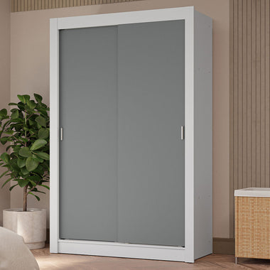 Placard Soltero 117 cm 2 Puertas Corredizas 4 Cajones Blanco/Gris Vivare Madesa