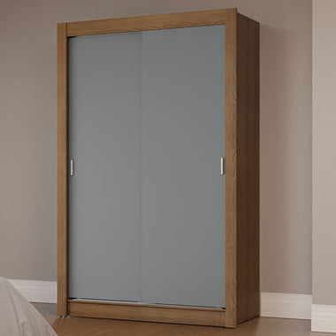 Placard Soltero 117 cm 2 Puertas Corredizas Marrón/Gris Milano Madesa