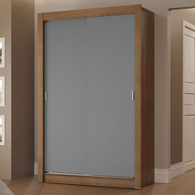 Placard Soltero 117 cm 2 Puertas Corredizas 2 Cajones Marrón/Gris Vivare Madesa