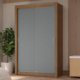Placard Soltero 2 Puertas Corredizas 4 Cajones Marrón/Gris Vivare Plus