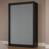 Placard Soltero 2 Puertas Corredizas Negro/Gris Milano