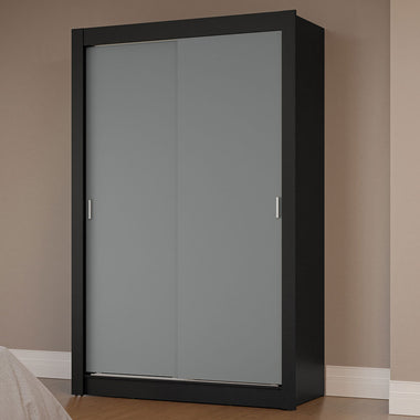 Placard Soltero 117 cm 2 Puertas Corredizas Negro/Gris Milano Madesa