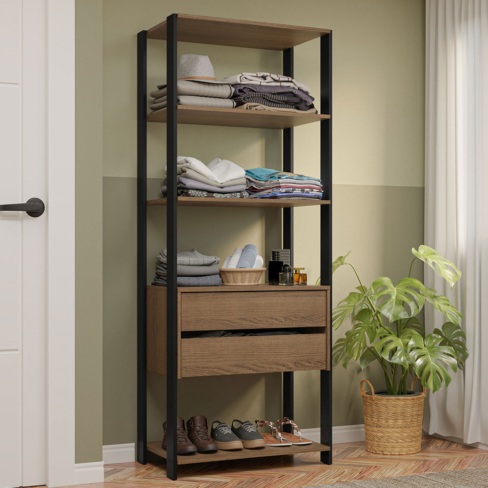 Placard Modulado 2 Cajones 4 Niveles 70cm Marrón/Negro Valencia