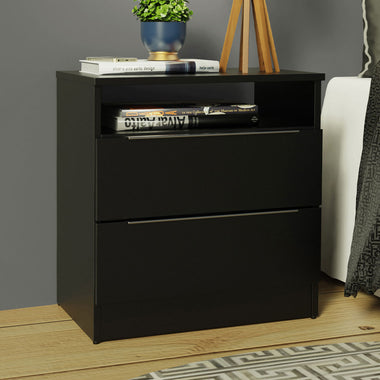 Mesa de Luz 50 cm 2 Cajones Negro Madesa