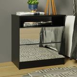 Mesa de Luz Madesa 3227 2 Cajones con Espejo Negro