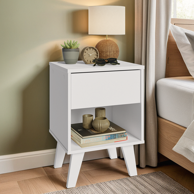 Mesa de Luz 35 cm 1 Cajon Blanco Madesa