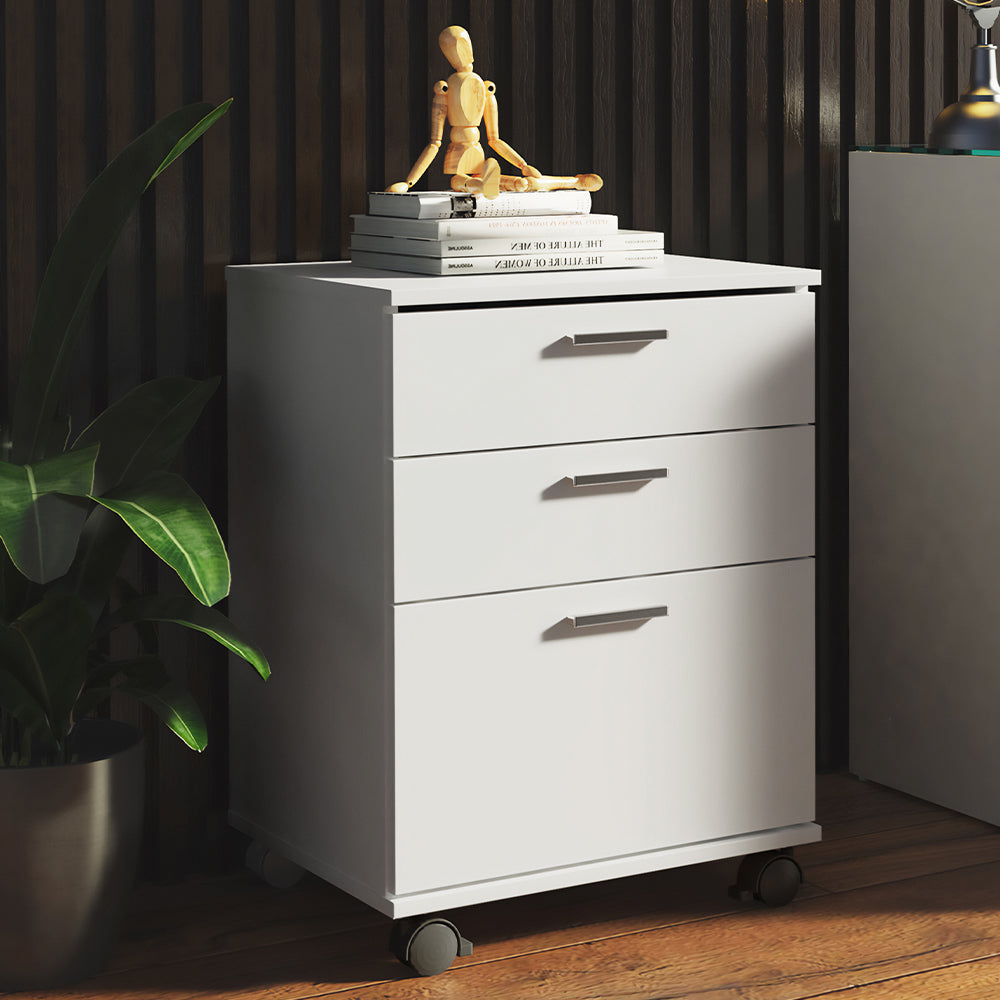 Cajonera Organizadora de Escritorio 3322 3 Cajones y Ruedas Blanco