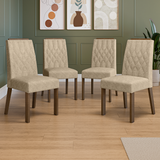 Combo 4 Sillas de Comedor Tapizadas 4254 con Detalle en madera Marrón/Imperial Madesa