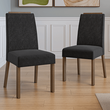 Juego de 2 Sillas Tapizadas con Detalle en Madera Marrón/Oxford Madesa