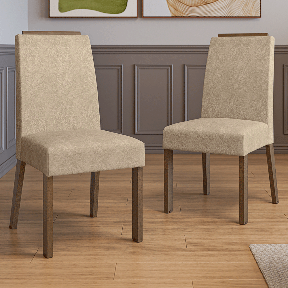 Juego de 2 Sillas 4255 con Detalle Madera Marrón/Imperial