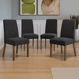 Juego de 4 Sillas 4255 con Detalle Madera Marrón/Oxford