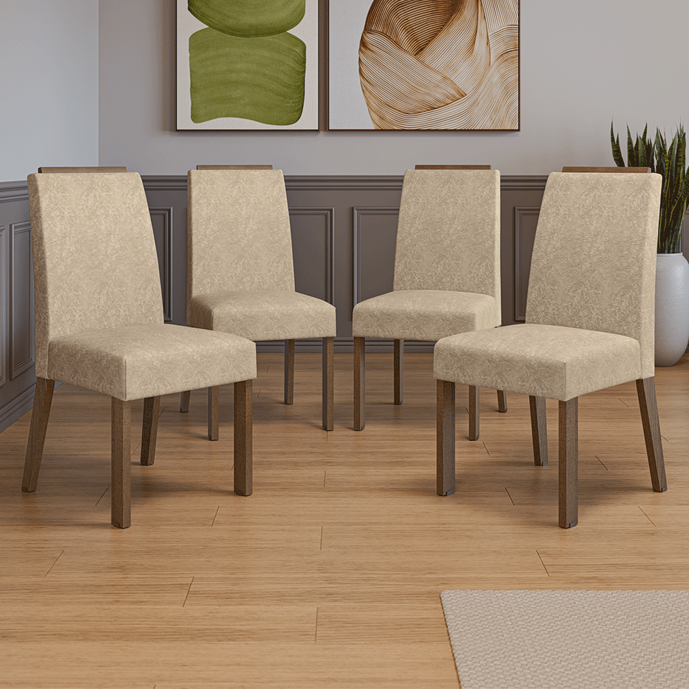 Juego de 4 Sillas 4255 con Detalle Madera Marrón/Imperial