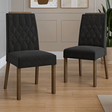 Juego de 2 Sillas Tapizadas con Detalle en Madera Marrón/Oxford Madesa