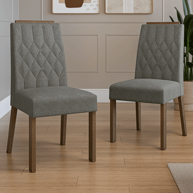 Juego de 2 Sillas Tapizadas con Detalle en Madera Marrón/Silver Madesa
